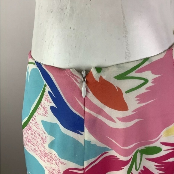 Harold's Sz 10 100% Silk Bold Colorful Floral Print Flare Skirt Multicolor - Picture 4 of 5